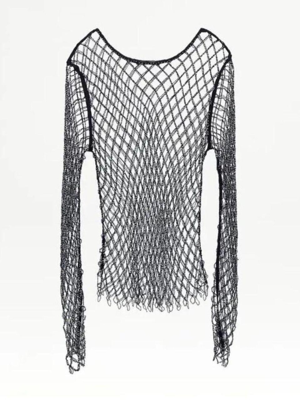 Zara Black Fishnet Long Sleeve Top